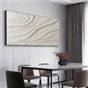 KEMEIQI Grande dipinto astratto 3D beige bianco, dipinto con texture 3D bianca, dipinto su tela minimalista, decorazione da parete neutra, 50x100 cm senza cornice