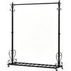 SCGSJZH Stand Appendiabiti con Ruote e ripiano (nero/120cm x 170cm) | Porta Abiti Pesante 65 kg con 8 Ganci, Attaccapanni Robusto in Metallo per Camera da Letto, Lavanderia, Negozio