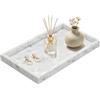 ENUMAIL Vassoio da Decorazioni in Marmo Naturale,30x20x3cm,Bianco Carrara | Vassoio Portaoggetti da Bagno con Cuscinetto Antiscivolo,Organizer per Gioielli,Svuotatasche Ingresso per Portachiavi