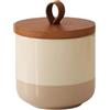 YYW Barattolo in ceramica con coperchio in bambù e manico, ermetico | Piccolo, con guarnizione in silicone, moderno contenitore per caffè, per erbe, spezie, tè e snack, facile da pulire
