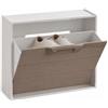 MAKA change your life quality MAKA Scarpiera Modulare Tortora Sovrapponibile a Ribalta 51x17,3x40,1 cm, Modulo Porta Scarpe Salvaspazio in Polipropilene con Frontale Effetto Doghe, Profondità 17 cm per Ingresso Corridoio Camera