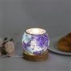 Maimeili Lampada da Tavolo Turca a Mosaico - Luce Retrò in Vetro, Lampada da Comodino Bohemien con Base in Legno, Alimentazione USB, Lanterna Marocchina per Soggiorno e Camera da Letto