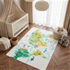TAPISO Kids Tappeto per Bambini Stampato Colorato Mappa del Mondo con Animali Cameretta Facile da Pulire Antiscivolo Lavabile a 30 Gradi Resistente Oeko-Tex 180 x 250 cm