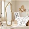 HFASD Specchio asimmetrico, 160 x 50 cm, specchio per tutto il corpo, specchio da parete, grande specchio da pavimento con supporto, specchio decorativo per camera da letto, soggiorno o spogliatoio (oro