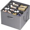 Lifewit Organizer Scarpe Armadio, Scatola Porta Scarpe Pieghevole per 12-16 Paia con Coperchio Trasparente, Contenitore con Divisori e Manici Rinforzati, 43 x 43 x 31 cm, Grigio