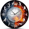 yuandd Orologio da parete palla da pallavolo fuoco e acqua Gioco sportivo Soggiorno Art Decor appeso Orologio da parete silenzioso spazzato Regalo squadra di pallavolo (senza cornice)