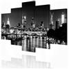 decomonkey Quadri Moderni Soggiorno New York Paesaggio, 5 pezzi, 200x100 cm | Tela strutturata su telaio in legno, decorazione da parete, natura, Quadro Stampa su Tela
