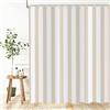 ASDCXZ Strisce Tenda da Doccia 90x180 cm, Moderno Minimalista Giapponese Stile Beige e Bianco Verticale Striscia Impermeabile Tenda da Bagno Poliestere Lavabile Tende Doccia per Vasca con 6 Ganci