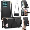 LIAOCY Portafoglio Custodia per Motorola Moto G57 Power, A Tracolla Flip Cover in Pelle PU con Motivo a Cuore【Fibbia Magnetica】, Anticaduta con Supporto, Black.