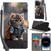 Haninsuze Cover per iPhone 15 Pro Max, Gatto | Pelle PU Portafoglio, Porta Carte, Magnetica, Libro, Antiurto Custodia