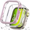 DEALELE [Confezione da 2] Cassa dell'orologio compatibile con Huawei Watch FIT 4 Pro, Glitter Strass Diamante PC Custodia di ricambio per orologi da uomo e donna (rosa + trasparente)