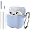 Generic Custodia per AirPods 4 (2024), custodia protettiva in morbido silicone per Apple AirPods 4a generazione, custodia da donna e uomo, con portachiavi e kit di pulizia, blu cielo