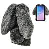 LCHDA Cover per Samsung Galaxy A15 5G,Carino Orecchie da Coniglio 3D Morbide Palle di Pelo Pelose Pelliccia Sintetica Peluche Soffice Flessibile TPU Paraurti Custodia Protettiva - Nero