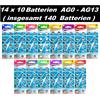 Eunicell Set AG0 AG13 (14 Blistercards a 10 Batterie ognuna AG 0,1,2,3,4,5,6,7,8,9,10,11,12,13); (C); Eunicell