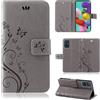 betterfon Custodia a portafoglio per Samsung Galaxy A51, con chiusura magnetica, scomparti per carte di credito, per Samsung Galaxy A51 SM-A515, colore grigio