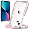 caslord Trasparente Cover con Cordino per iPhone 13 | 1,6 m Regolabile | Antiurto | Anti-ingiallimento | Anti-Graffio | Oro rosa