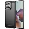 WJXEXRS Cover per Motorola Moto G56 5G, Custodia Spazzolata e Fibra di Carbonio Morbido Silicone TPU Slim Fit, Antiurto, Antigraffio, Antiscivolo, Custodia Motorola Moto G56 5G -Nero