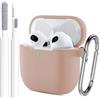 Generic Custodia per AirPods 4 (2024), custodia protettiva in morbido silicone per Apple AirPods 4a generazione, custodia per donne e uomini, con portachiavi e kit di pulizia, tè al latte