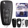 mt key Custodia sostitutiva per telecomando auto chiave Ford Carter con 3 pulsanti + Coperchio + batteria HU101 per Ford Transit Focus III Galaxy II Fiesta VI