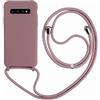Ququcheng Cover Compatible con Samsung Galaxy S10 Plus,Cellulare Girocollo Custodia con Cordino TPU corda Silicone Case Bumper per Samsung Galaxy S10 Plus Custodia-Rosa Oro