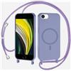 TQmchun Cover Magnetica per iPhone 6/7/8iPhone SE 2020/SE 2022,Compatibile con MagSafe,TPU Corda Liquido Silicone Protettiva Case Regolabile Lanyard Tracolla Case,Violetta chiara