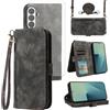 Asuwish Custodia per telefono per Samsung Galaxy Z Fold 7 Custodia a portafoglio con cordino a tracolla Flip Zipper Supporto mobile Porta carte di credito Slot Accessori ZFold7 ZFold Z7 G Fold7 7Z