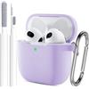 Generic Custodia per AirPods 4 (2024), custodia protettiva in morbido silicone per Apple AirPods 4a generazione, custodia da donna e uomo, con portachiavi e kit di pulizia, viola