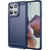 WJXEXRS Cover per Motorola Moto G56 5G, Custodia Spazzolata e Fibra di Carbonio Morbido Silicone TPU Slim Fit, Antiurto, Antigraffio, Antiscivolo, Custodia Motorola Moto G56 5G -Blu