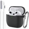 Generic Custodia per AirPods 4 (2024), custodia protettiva in morbido silicone per Apple AirPods 4a generazione, custodia da donna e uomo, con portachiavi e kit di pulizia, nera