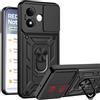 ESHUYI Cover per Xiaomi Redmi Note 17 (4G/5G) con Fotocamera Scorrevole | Protezione antiurto militare, supporto ad anello, compatibile con supporti magnetici per auto, Nero
