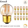 Grensk 15 pz/lotto lampadina a LED Vintage E27 dimmerabile G40G 1W 2200K 220V lampadine a LED per la casa Retro luci a LED decorazione per la stanza