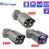 Techage 4MP 5MP 4K Telecamera IP POE in metallo di sicurezza H.265 Telecamera IP AI per videosorveglianza audio bidirezionale esterna per sistema NVR