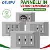 DELEFU Presa a Muro in Vetro Temperato Grigio con USB Type-C per Ricarica Rapida, Interruttore Schuko, TV Sat, Telefono, Campanello, per Cile