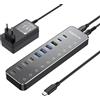 RSHTECH Hub USB C RSHTECH 10 in 1 con interruttori tattili individuali Docking station splitter USB tipo C da 10 Gbps per MacBook iPhone 16 15 14