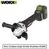Worx Smerigliatrice angolare a batteria senza spazzole WU806 Utensile nudo 20V 100x16mm 9500 giri/min Protezione frizione per la lavorazione del legno Lucidatura Taglio