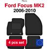 Wielganizator Tappetini per auto in velluto per Ford Focus MK2 cabrio (2006-2010) -Set di tappetini per auto neri (4 pezzi)