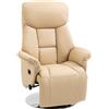 HOMCOM Poltrona relax HOMCOM per soggiorno, con poggiapiedi girevole e braccioli regolabili, sedia TV in similpelle, portata fino a kg, per soggiorno, camera da letto, home cinema, beige