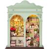 zuuton Kit Casa delle Bambole in Miniatura DIY con Luce LED Fioraio in Legno Fatto a Mano Book Nook Puzzle 3D Creativo Set di Costruzione di Modelli per Adulti Regalo Compleanno Natale Decorazione per la