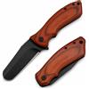 NONE Coltello Tascabile Pieghevole con Manico Effetto Legno, Lama Nera Rivestita e Foro per Cordino, Utensile da Taglio Portatile per Campeggio, Fai-da-Te e Attività Quotidiane