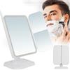 NONE Specchio da Trucco Portatile, Pieghevole a Tre Ante con Ingrandimento 1x 2x 3x, Specchio Cosmetico da Tavolo, per Bagno e Camera da Letto