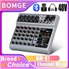 BOMGE BM-07 Mixer Audio, Console di Mixaggio a 7 Canali con Effetto Digitale USB Bluetooth Echo Delay 48V, Mixer Stereo per DJ