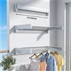 NONE Stendibiancheria pieghevole 70/100 cm, stendibiancheria retrattile da parete, asta in alluminio resistente fino a 60 libbre, facile installazione per interni, esterni, balconi, bagni