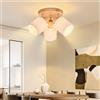 NONE Lampada da soffitto a fiamma per soggiorno, plafoniera rotonda in legno, spot E14 MAX 25W, vintage, orientabile 350°. ° Cucina della camera da letto di una casa di campagna senza lampadine