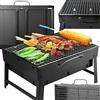 NONE Barbecue Portatile a Carbone Pieghevole Design a Valigia per Giardino e Campeggio con Griglia Rinforzata in Ghisa, Braciere Rimovibile, Manico Ergonomico - Modello Compatto 2024 Ideale per Picnic,