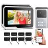TMEZON M730*2+E20 Videocitofono WiFi a 2 Fili, Sistema Intercom con Schermo Touch da 7 Pollici, 1080P, Sblocco tramite App/Carta, Rilevamento del Movimento