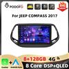 Podofo Autoradio 8-core 8+128G 4G per JEEP COMPASS 2017 con WIFI, GPS, Navigazione, DAB, AM, FM, RDS, Carplay, Android Auto, Lettore Multimediale