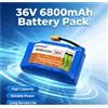 DAWEIKALA Batteria di ricambio agli ioni di litio 36V 6800mAh 10S2P, batteria per monopattino elettrico autobilanciante con sospensioni