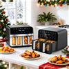 Oyajia Friggitrice ad Aria a Doppio Cestello da 9L con Finestre di Facile Visualizzazione, Funzione Sync Finish, Hi-Fry, Spegnimento Automatico, 2 Vasche Antiaderenti da 4,5L Lavabili in Lavastoviglie
