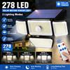 Swiatla Luci Solari da Esterno 278 LED IP65 Impermeabili con Sensore di Movimento a 4 Teste 3000LM 270° ° Lampada da Parete di Sicurezza ad Ampio Angolo per Giardino, Cortile, Vialetto, Patio, Garage