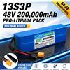 Batteria al Litio 48V 200Ah 200000mAh 13S3P con Potenza di Picco 2000W e BMS Intelligente per E-Bike e Scooter